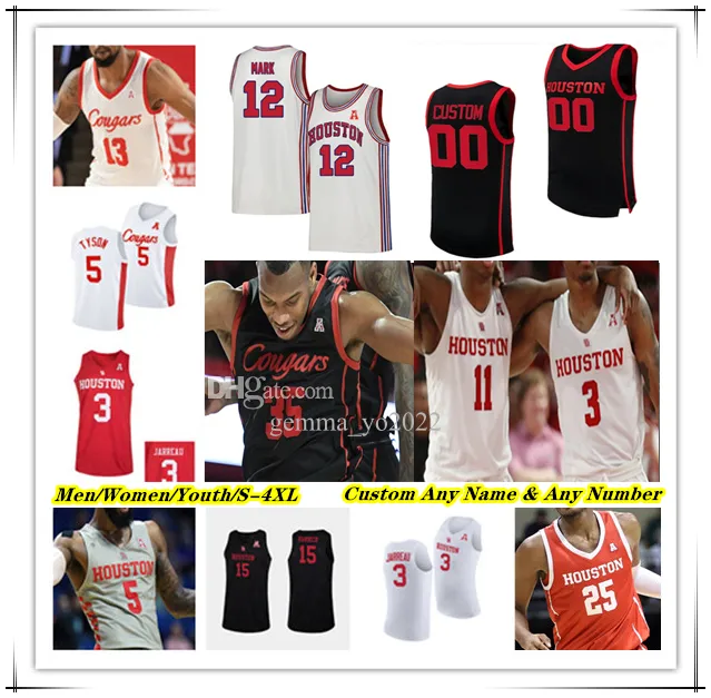 Houston Cougars UH College Basketball Jersey L.J. Emanuel Sharp Jamal Shead J'wan Roberts Damian Dunn Ja'vier Francis Terrance Arceneaux Marcus Sasser Grimes 4xl 4xl