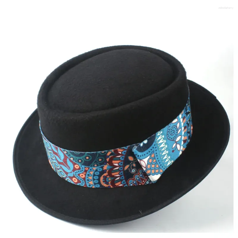 Bérets 2024 hommes Chapeau de tarte au porc femme avec ruban de bobe papa fedora trilby fascinator plate jazz danse fête