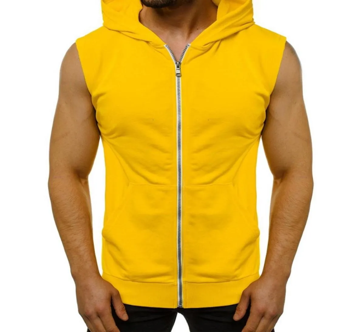 Hommes sweats à capuche de sport débardeurs sans manches t-shirt homme entraînement poches zippées gilet à capuche gilet solide maillot de corps Sportswear6272975