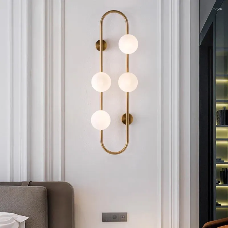 Lâmpada de parede Nordic LED Light Modern Glass Ball Abajur para fundo quarto sala de estar decoração criativa luminária