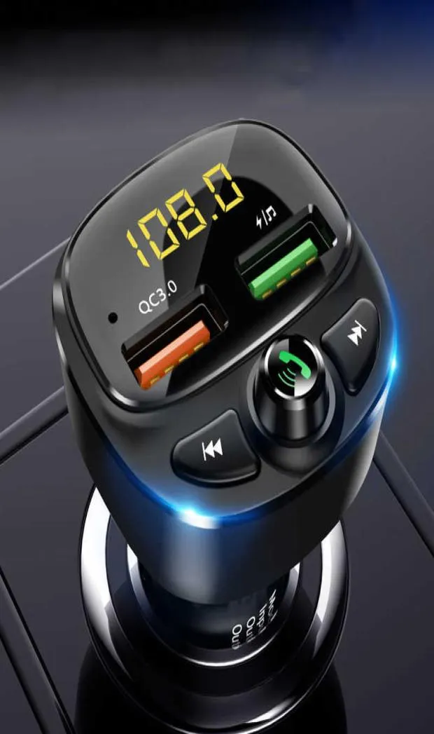 QC30デュアルUSB高速充電器カーBluetoothCompatible 50 FM Transmitter MP3プレーヤーカーキットTFカードアダプターハンドコール9987127