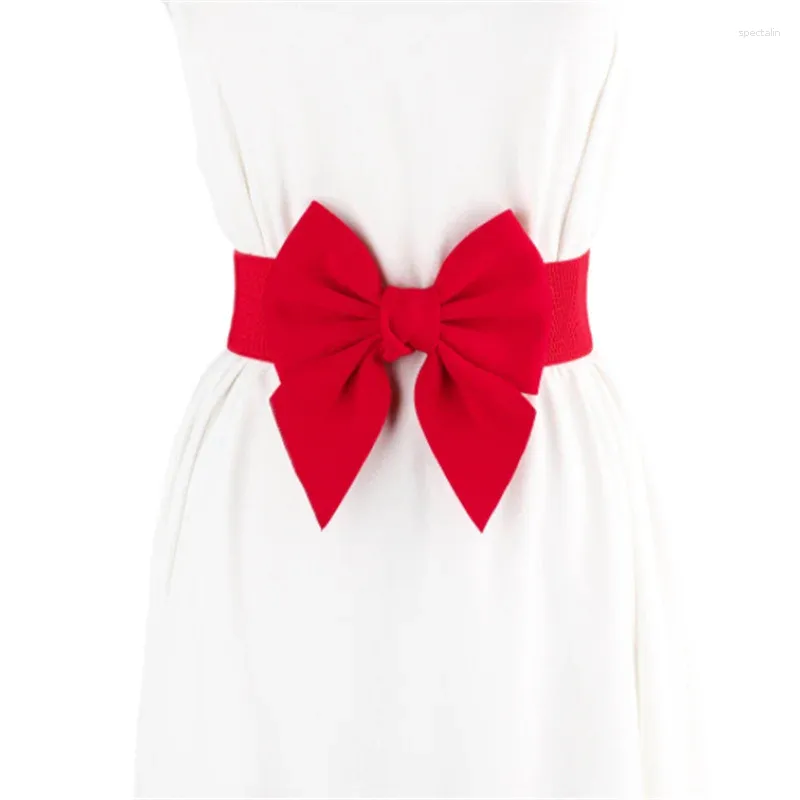 Belts Red Bow Belt Bowknot Stretchy For Women Party Dresses Sweet Punk Clothing Decor All-match Accessories 2024