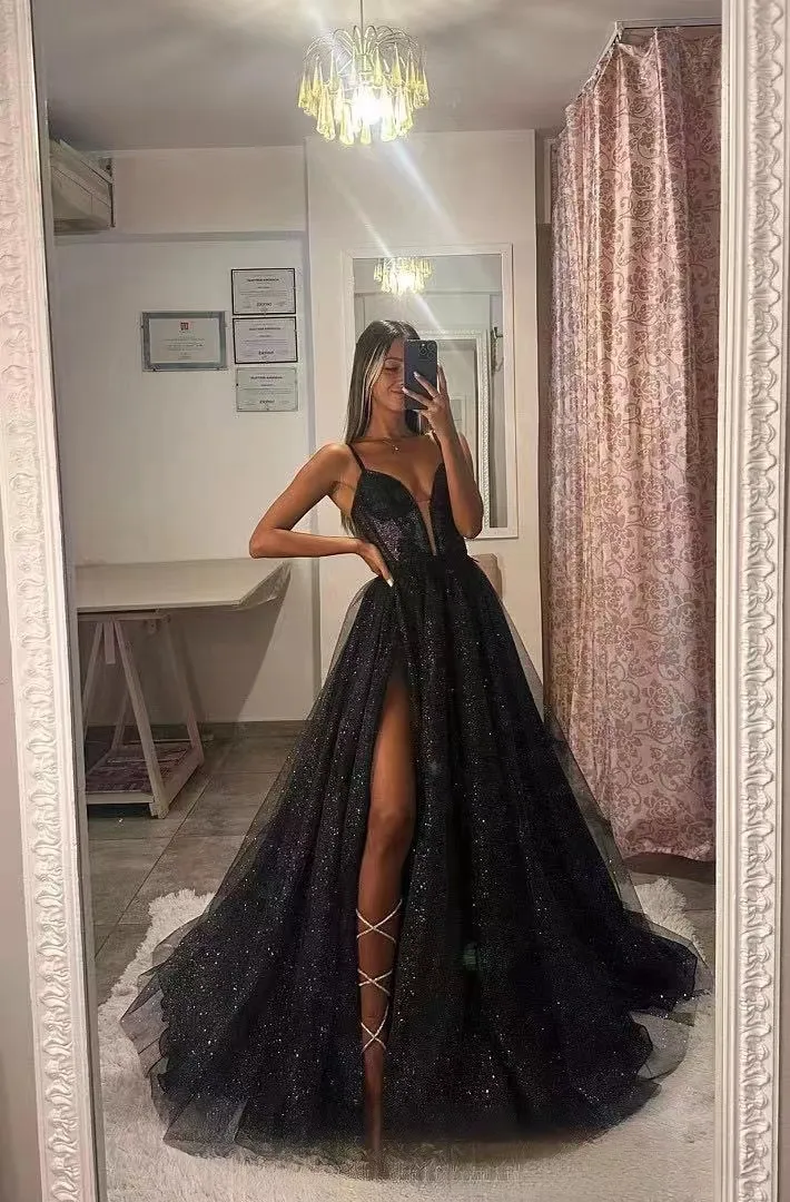 bershka backless dress Black Plunge V Backless Mermaid Long Formal Dress with Slit  Modsele