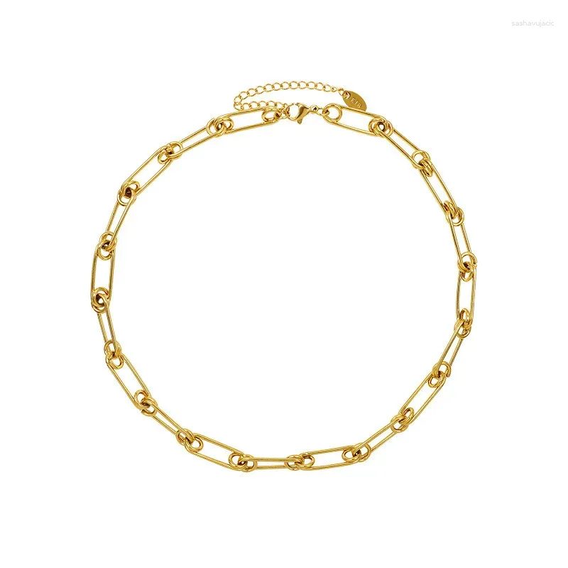 Bedelarmbanden Minimalistische sieraden Roestvrij staal Paperclip Pin Chain Choker Kraagarmband Eardrop-armband voor dames