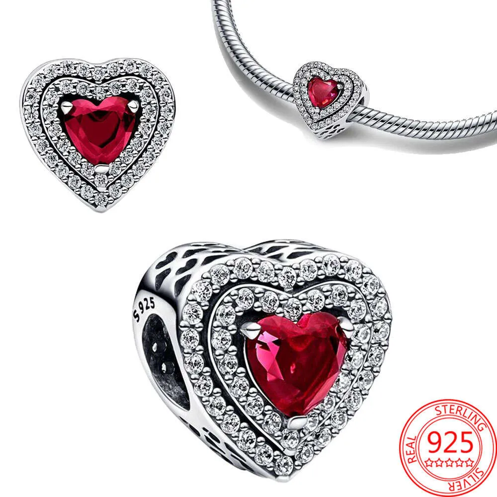 Sparkling Levelled Heart Charm Sterling New 2024 Fit Andora Bracelet Sier Original Charms For Jewelry Making