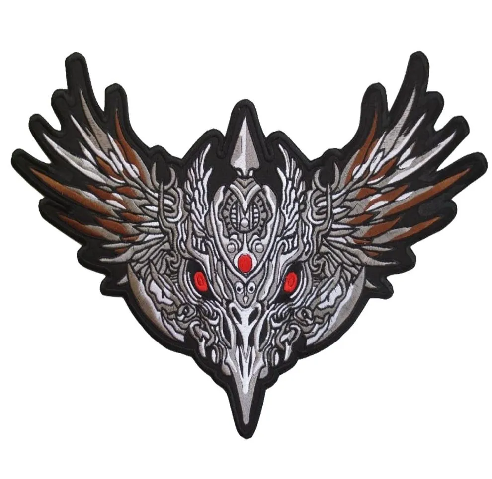 High Quality Huge Embroidery Iron Patches Motorcycle Biker for Jacket Back Hells Evil Eagle8100853