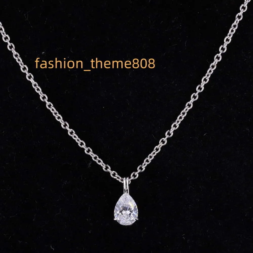 Starsgem white gold choker necklace pear moissanite pendant jewelry new design customization 14k white gold necklace