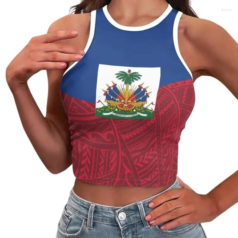Tanques femininos Haiti Bandeira Design Casual Crop Tops Imprimir sob demanda Mulheres Camisetas Sexy Camis Tube Top Beach Party Lady Sport Tank Streetwear