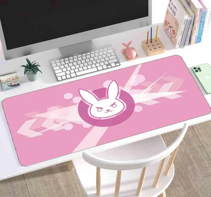 Anime girl kawaii 90x40 stor muspad xxl anime mousepad speltillbehör matta kaninhuvud dva pionjär spelmusepad g220306601574