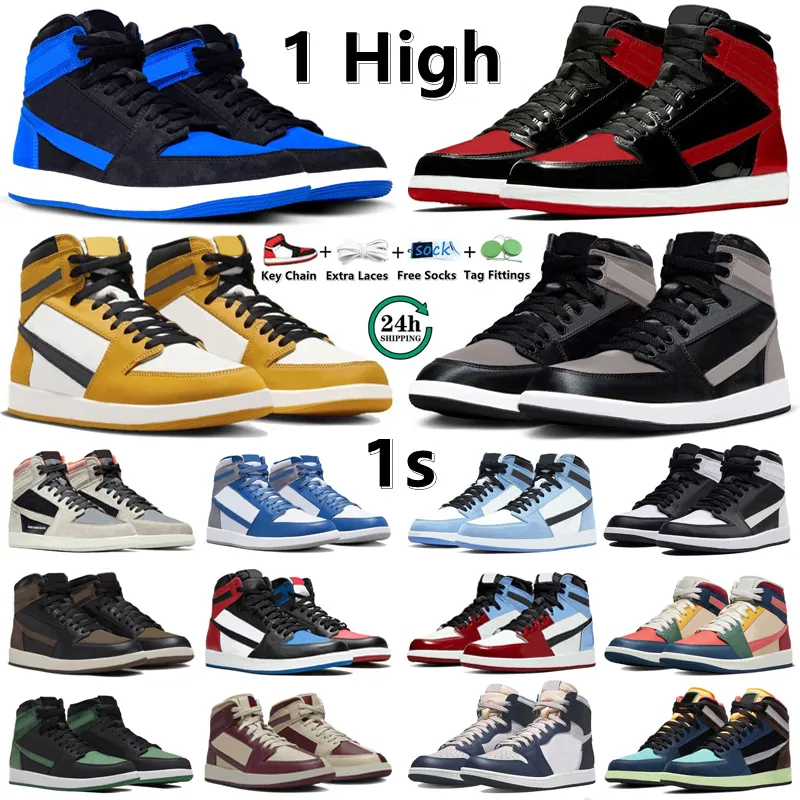 Jumpman 1 1s High Mens Basquete Sapatos Criado Patent Royal Reimaginado Starfish Preto Branco Cetim Sombra Amarelo Ocre Bio Hack Homens Mulheres Treinadores Esportes Sapatilhas GAI