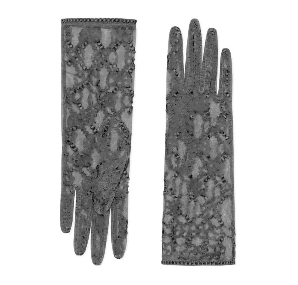 Mode longue dentelle mariée gants de mariée gants de mariage cristaux accessoires de mariage gants en dentelle pour les mariées cinq poignets sans doigts Len8626635