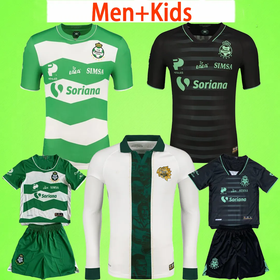 23/24 Club Santos Laguna Soccer Jerseys 2023 2024 Men Set Kids Kit Mexican Gk Away Home Edition Football Uniform Sale Liga MX Boys Long Sleeve Movingerer