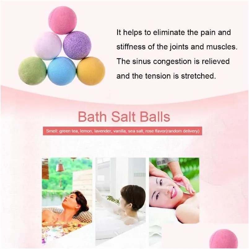 Bain moussant 40G Couleur aléatoire Boule de bombe naturelle Huile essentielle Sels de spa faits à la main Soins de la peau pétillants Boules florales Livraison directe Santé Beau Dhzhn