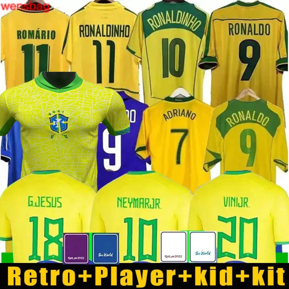 Retro Soccer Jerseys BRASILS Jersey NERES COUTINHO jogador fãs camisa de futebol PAQUETA JESUS MARCELO PELE CASEMIRO brasil 22 23mens kids sets