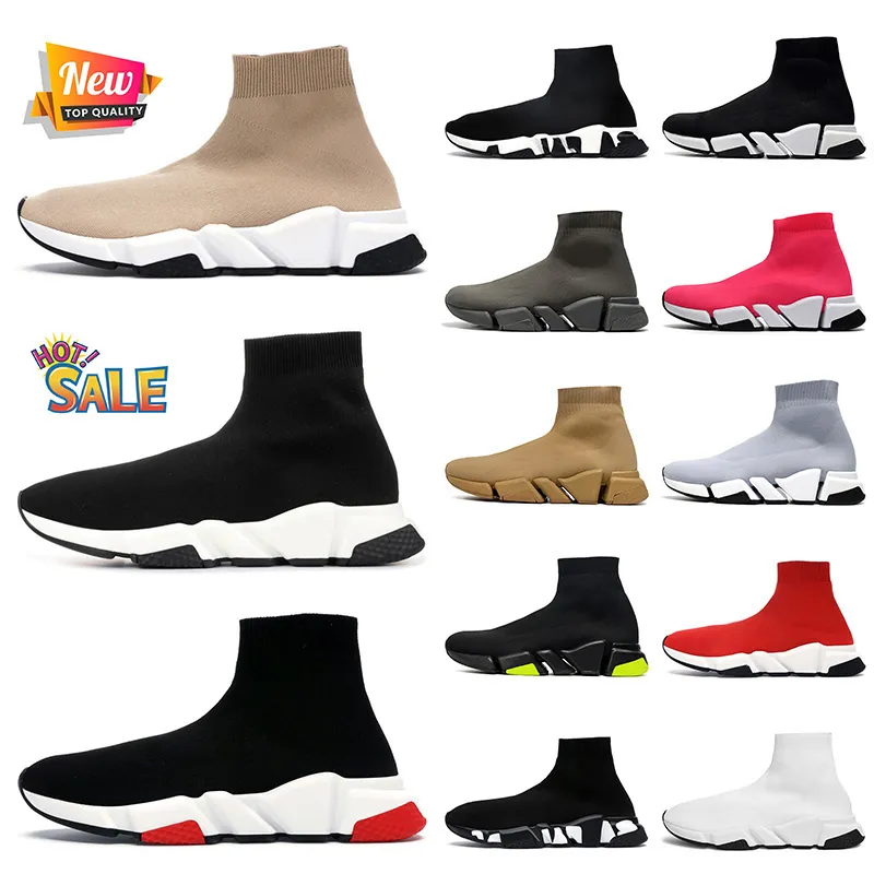 Luxury Designer Casual Sock Shoes Womens Mens hastigheter 2.0 Gummi Speed ​​Trainer Black White Red Pink Beige Socks Boots Runners Loafers Sports Trainers Sneakers 36-45