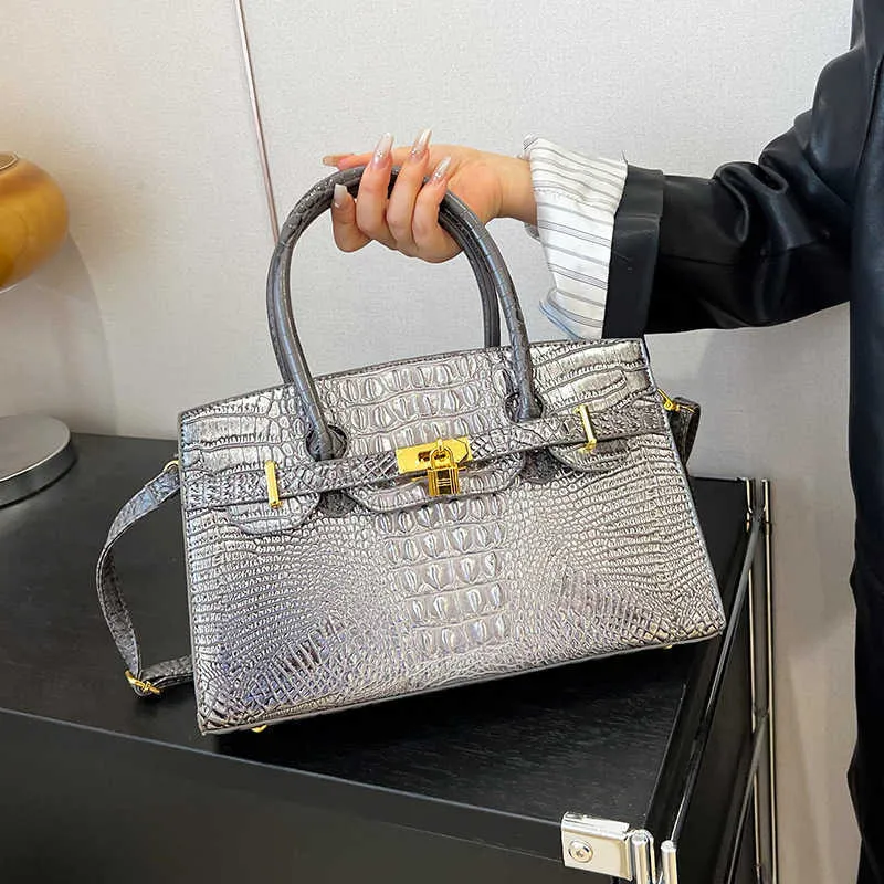 Tote Bag Birkin Inspired Handbag Crocodile Pattern Tote Bag