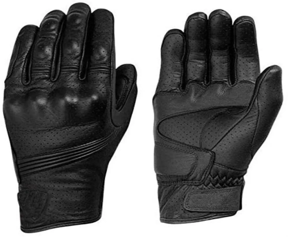 Genuine Leather Black Gloves Motorcycle ATV Cycling Riding Racing Summer Gloves7366486