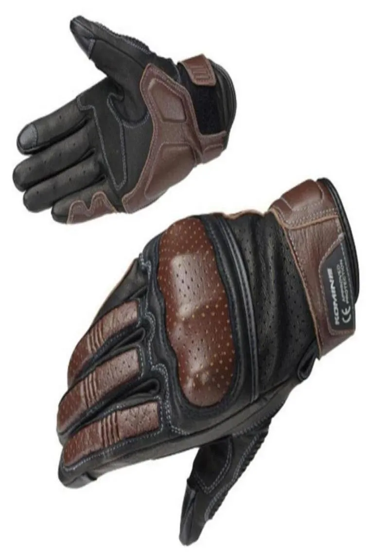 För Komine Retro Motorcykelhandskar Racing Breatble Touch Screen Full Finger Gloves Moto Protect Gear Luvas Motorcykel Riding Guan7111493
