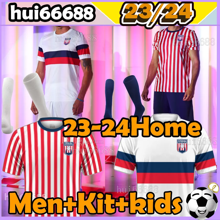 23/24 CDタパティオサッカージャージホームO.Macias M.Benitez L.Carrillo M.Guzma Home Red and White Stripes Away Men Kit Kids Football Shirds