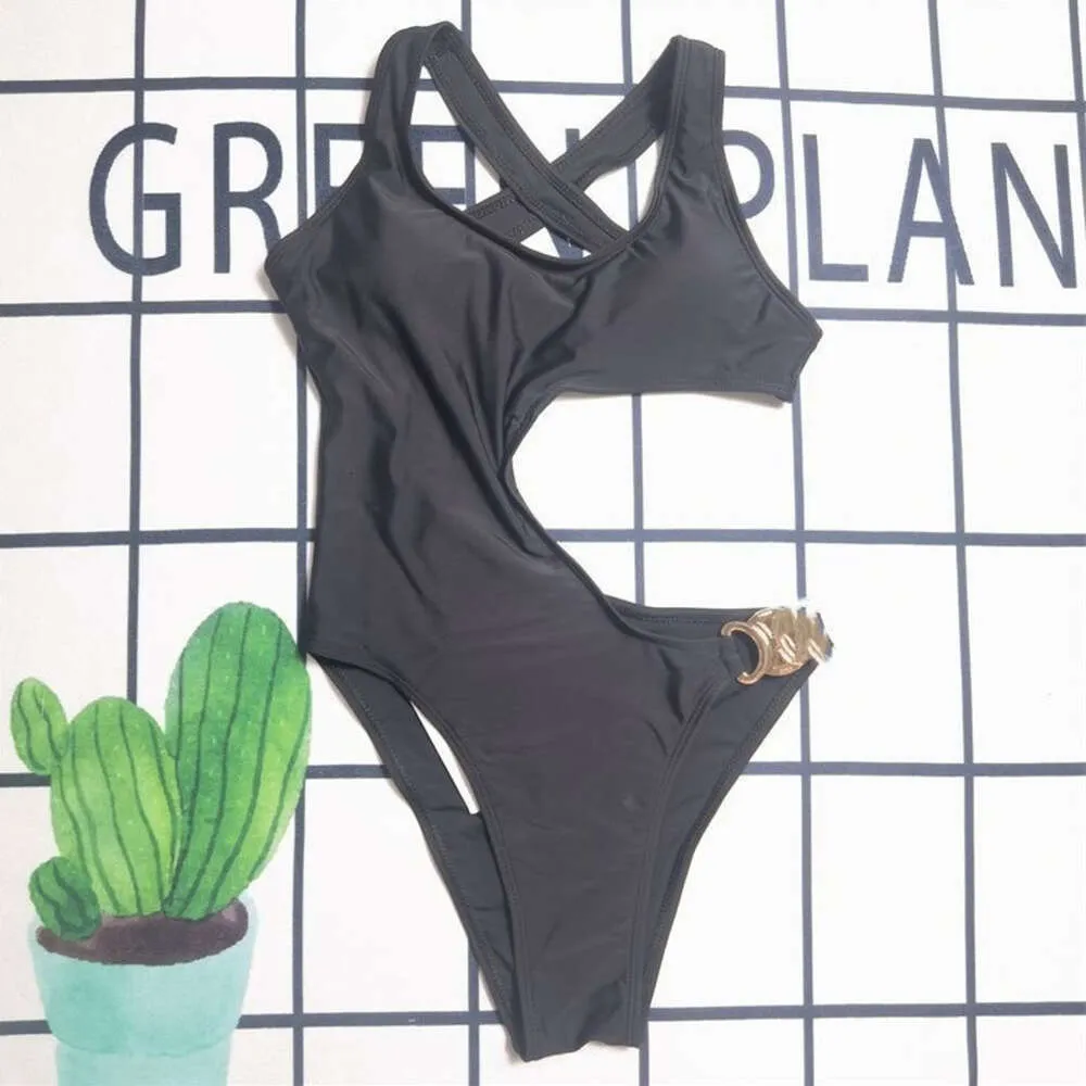 Дизайнерский купальник женский пляжный бикини Холтер металлическая подвеска с подушечками для бюстгальтера без стальной поддержки противоскользящий сексуальный цельный купальник
