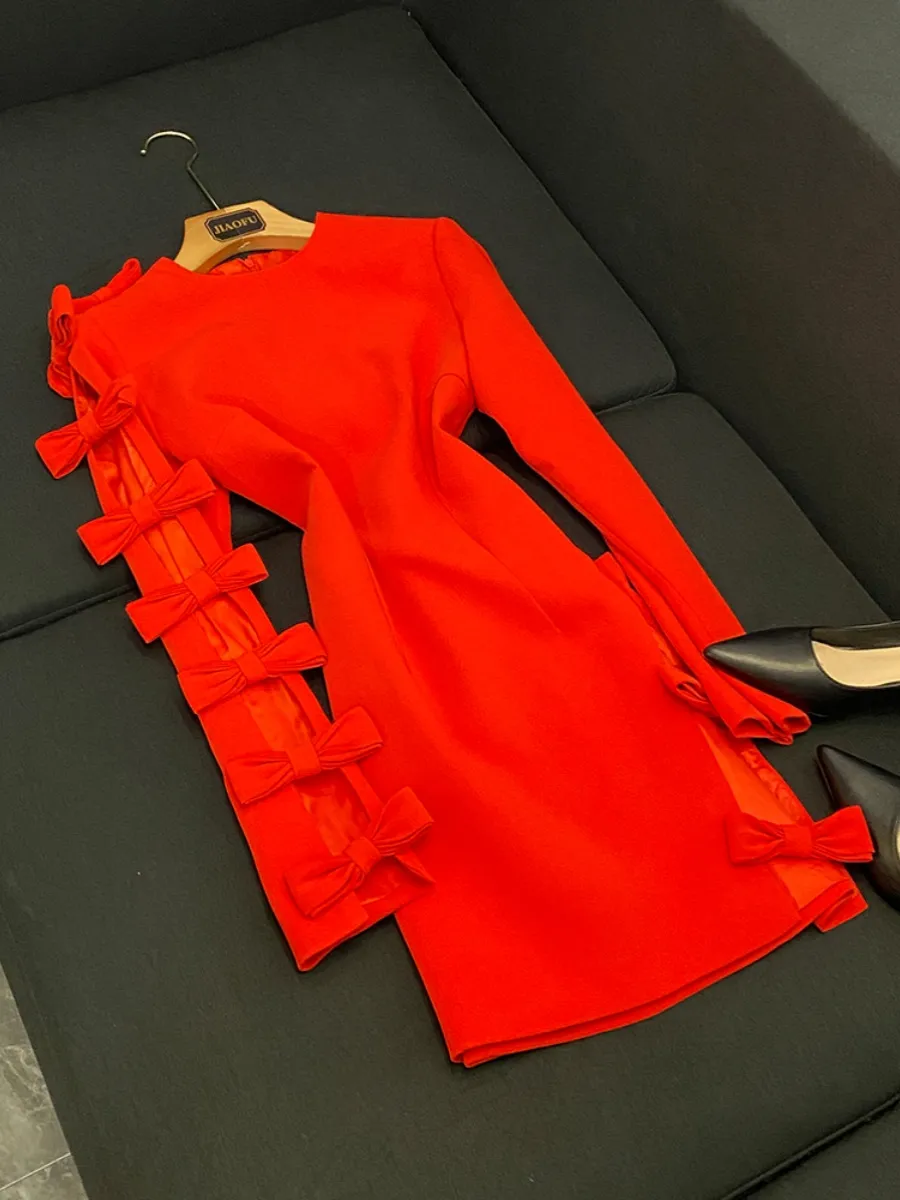 Hollow Out Panelled Fashion Round Neck Dress
