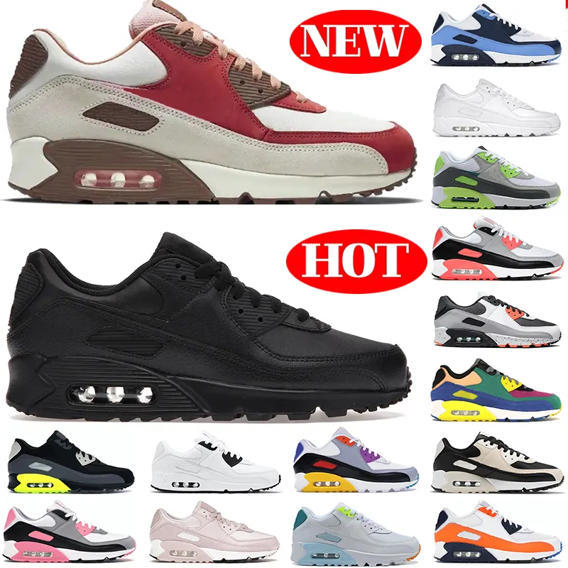 Mens 90s Running Shoes 90OG Treinadores Esportivos Couro Triplo Preto Branco Reverso Laser Infravermelho Viotech South Beach Trigo Sapato Homem Sneaker Mulheres Designer Sapatilhas