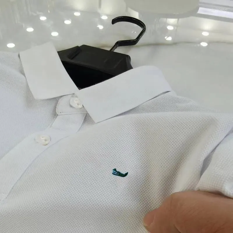 Erkek Polos Pamuk Polo Gömlek Yaz Breathe Business Casual Fit yaka T-Shirt Top yüksek kaliteli tişört