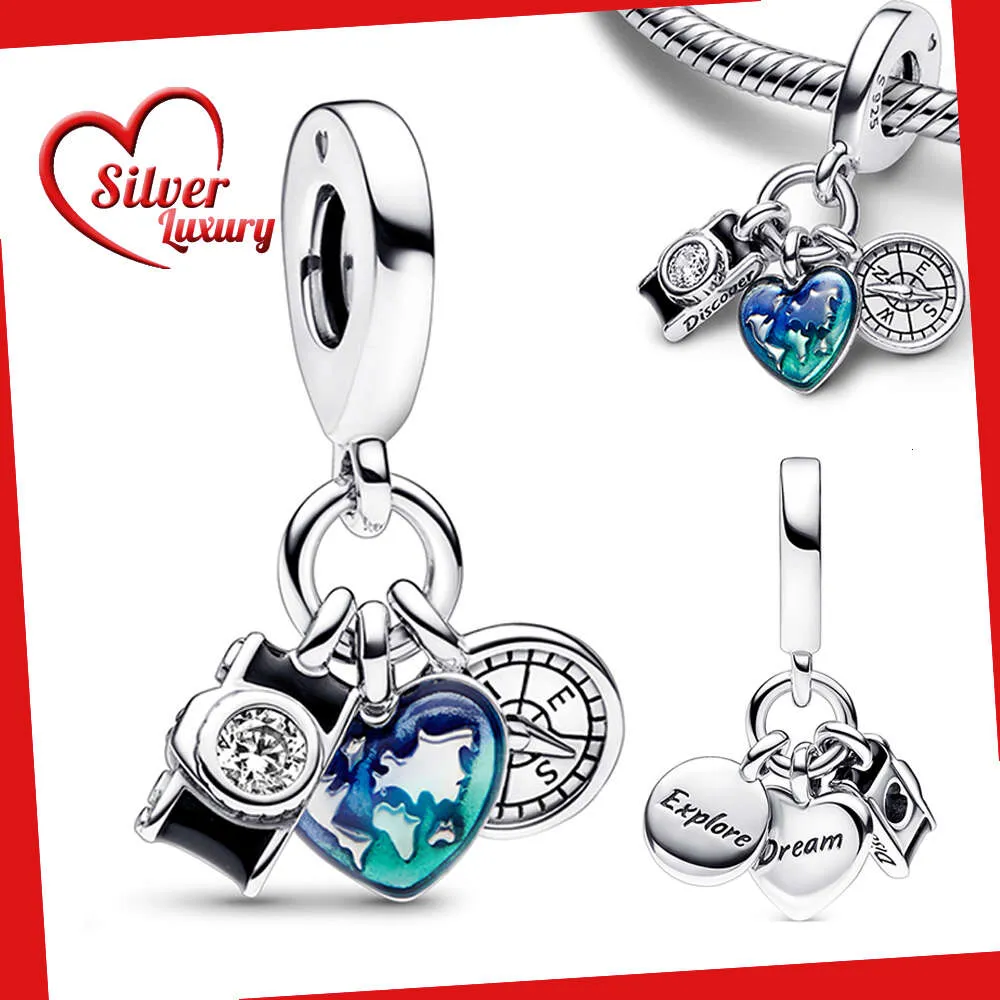 Explore Dream Camera Dangle Charm Sterling Fit Charms Sier Pulseira Original Para Fazer Jóias