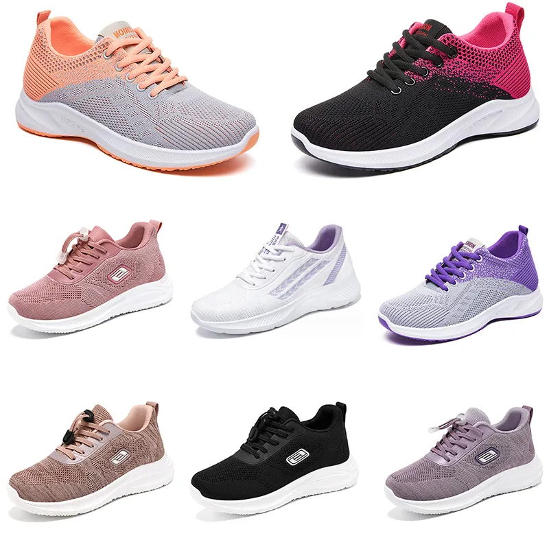 Chaussures plates de randonnée et de course pour femmes, durables, noires, blanches, violettes, confortables, grande taille 36-41 87, hiver 2024