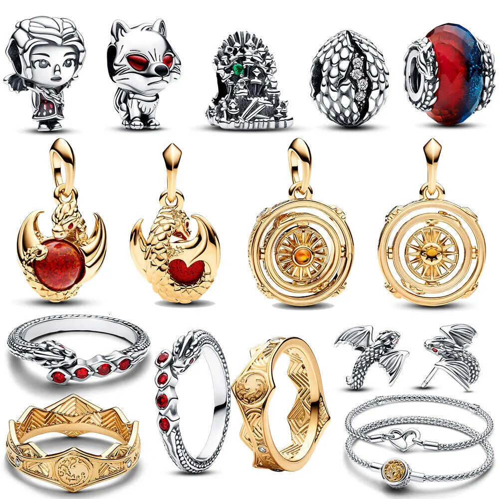Nuevos pendientes de anillo de dragón con cuentas de la serie de tronos, pulsera con abalorio Original de Herocross, colgante de mujer, regalo de joyería