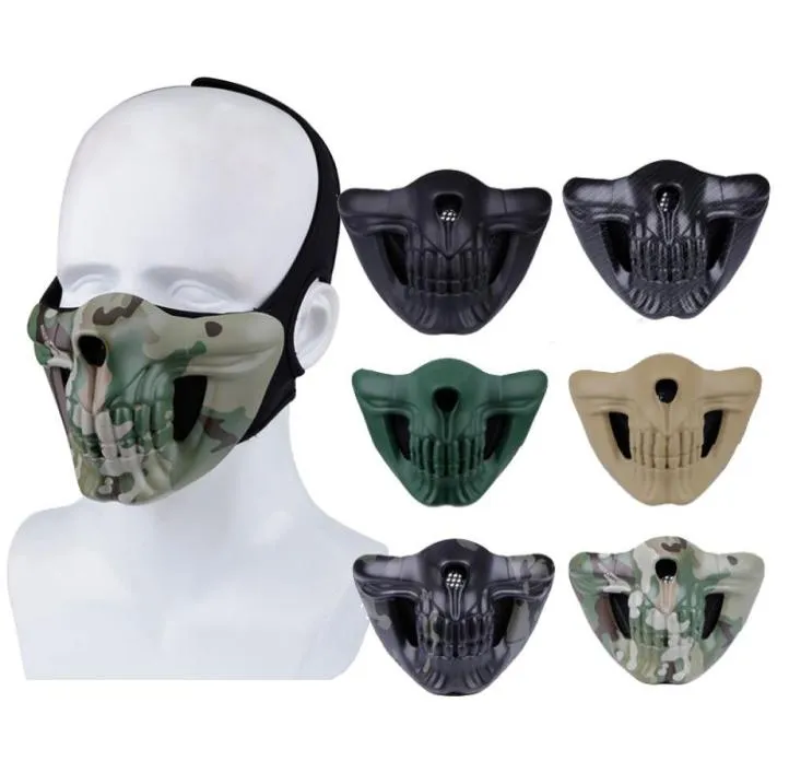 Outdoor Mezza Faccia Maschera Teschio Attrezzatura Sportiva Airsoft Tiro Protezione Equipaggiamento Tattico Airsoft Halloween Cosplay NO031191661347