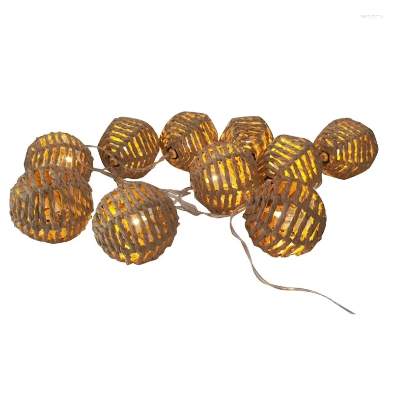 Strings 2.5M 10LED Paper Rattan Ball Light Decoration Christmas Festival String Pendant Braided