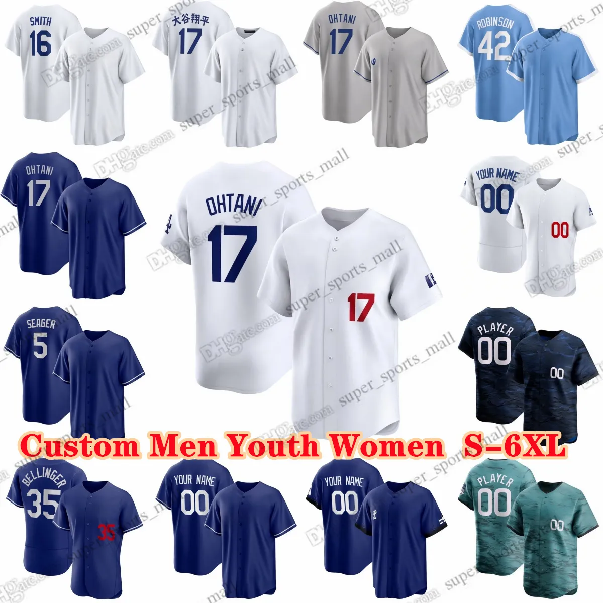 Maillot de baseball personnalisé 2024 S-6XL 16 Will Smith 8 Enrique Hernandez 50 Mookie Betts 17 Shohei Ohtani 5 Freddie Freeman 7 Julio Urias 34 Fernando Valenzuela Yamamoto