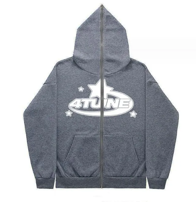 Sweat à Capuche Y2K Pour Homme – Fermeture éclair, Coupe Oversize, Poche Kangourou, Coton/polyester