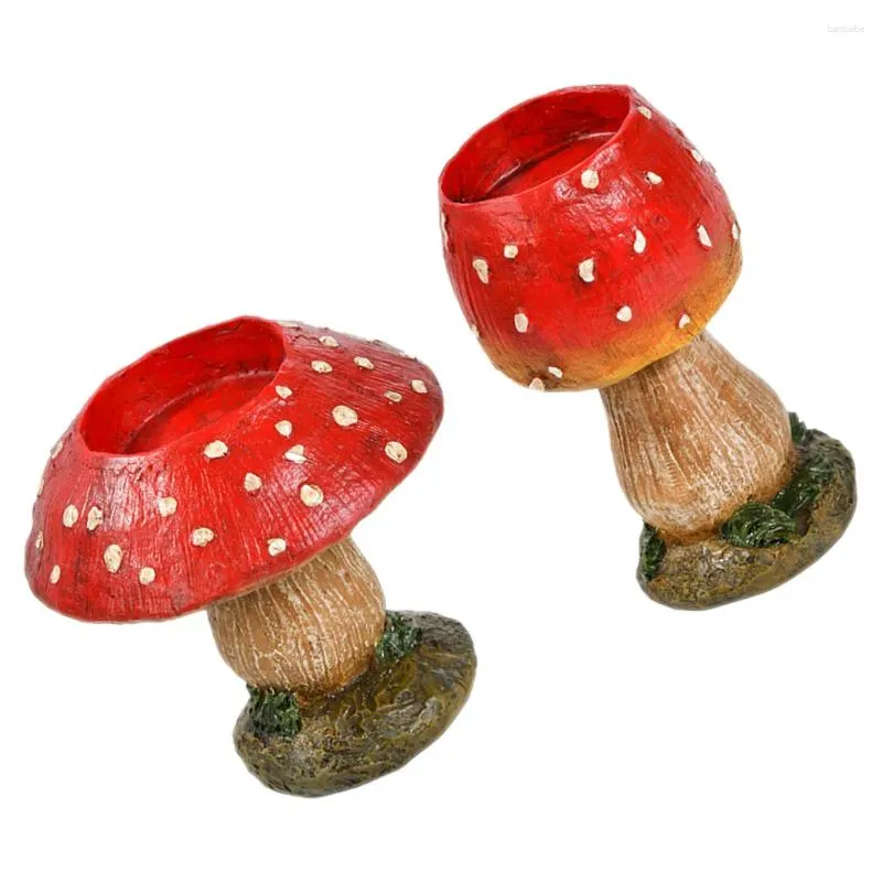 Candle Holders 2Pcs Cute Mushroom Holder Decorative Stand For Tealight Candles
