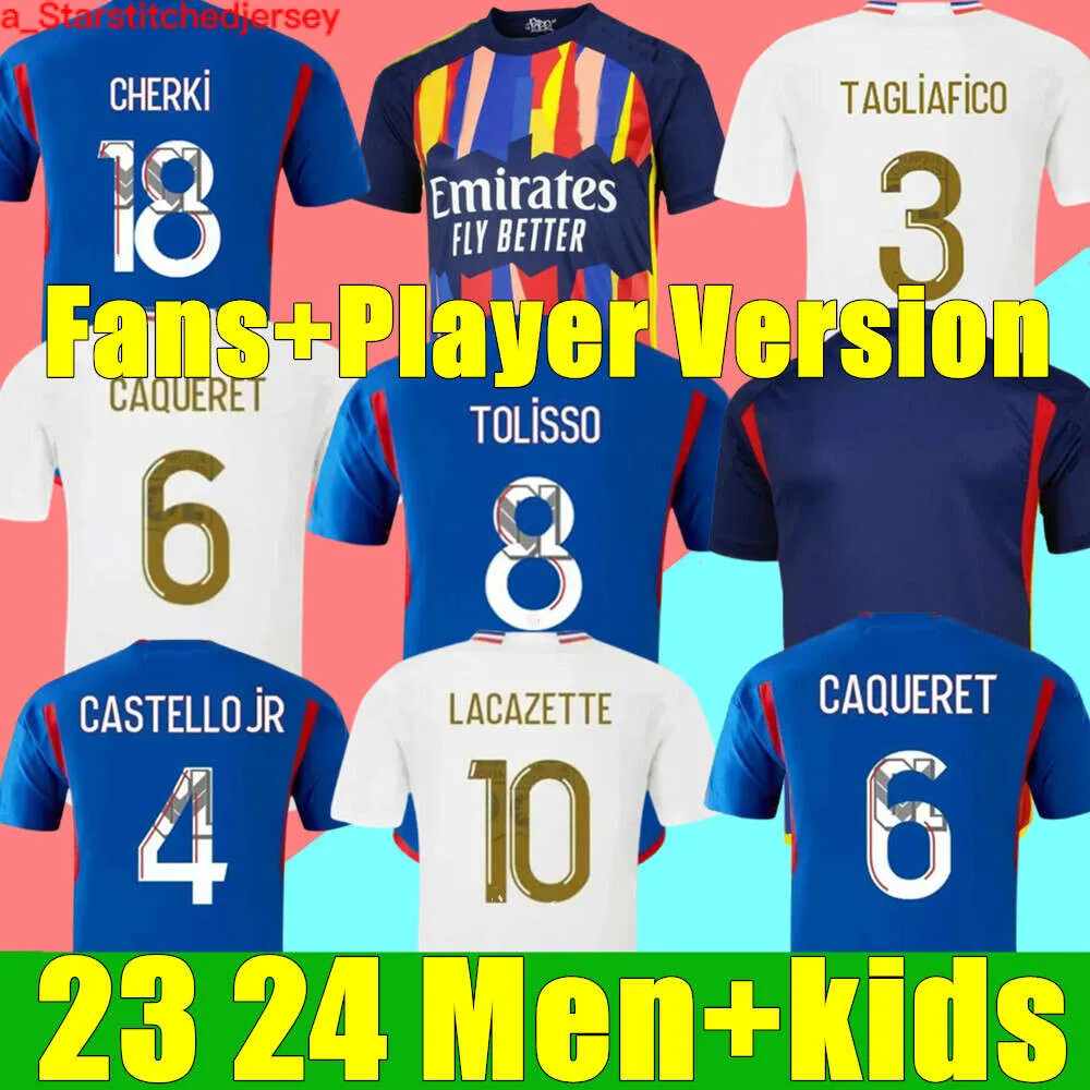 2023 2024 Maillot de Foot Soccer Jerseys Lyonnais Caqueret Tolisso Jeffinho ol Aouar Tagliafico Player Shirts 23 24 Traore Sarr Man Lyon Kids Kits