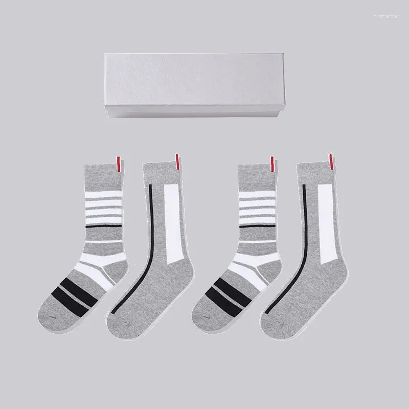 Chaussettes pour hommes marque de mode tube haut sport décontracté pur coton rayé Harajuku bas marée mâle