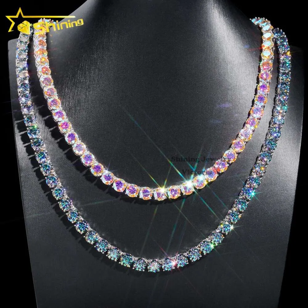 Shining Hot Koop Hip Hop Iced Out Sieraden Mode Diamanten Ketting S Sier 8 MM Vvs Moissanite Tennisketting