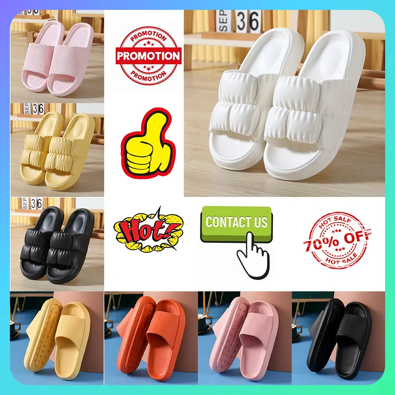 Slippers Soft Sole Pillow Women Double Buckle Thick Platform Cloud Slides Sandals anti slip wear-resistant Woman Summer Slip Flip Flops luxury sandals