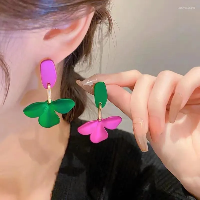 Boucles d'oreilles pendantes KADRUFI rose violet vert fleur pétale forme goutte pour femmes mode coréenne 2024 boucle d'oreille à la mode bijoux Brincos cadeau