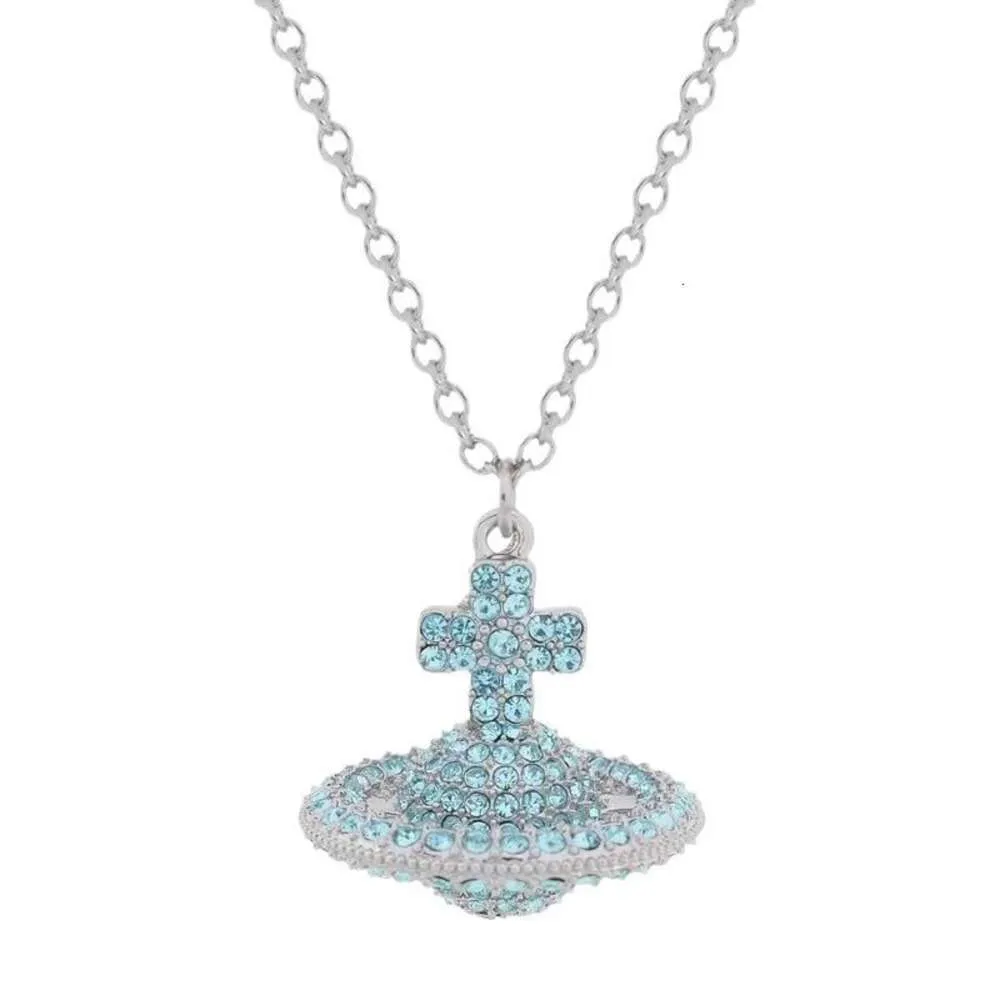 Satellithalsbanddesigner Kvinnor Toppkvalitet med Box Pendant Empress Dowager of the West har tredimensionell halsband med fulla diamanter
