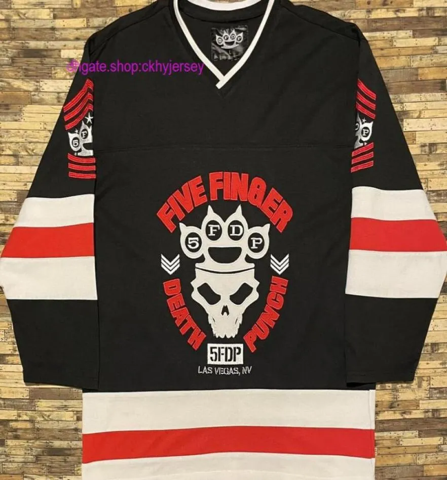 Billig genähtes Five Finger Death Punch FFDP 5FDP Hockey-Trikot für Herren und Kinder, Throwback-Trikots9550908