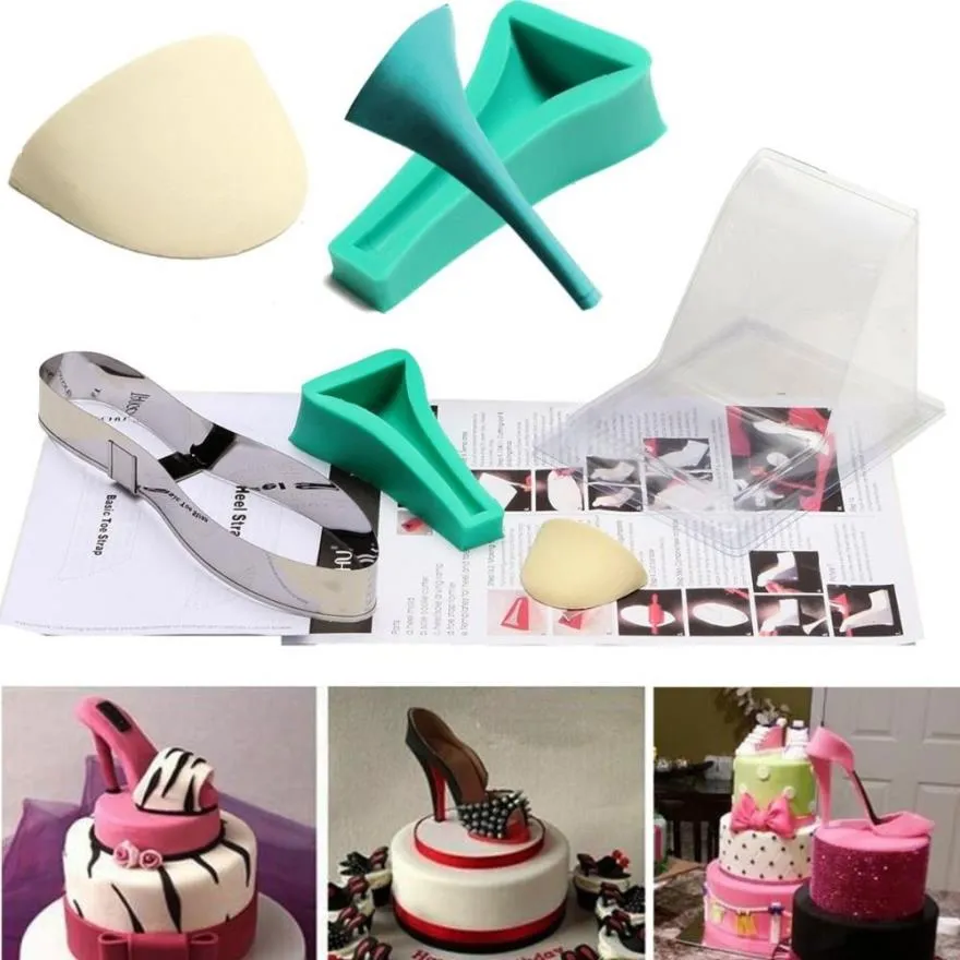 Neue 3D Dame High Heel Schuh Kit Silikon Fondant Form Zucker Schokolade Kuchen Dekor Vorlage Form Weihnachten Geburtstag Hochzeit party Ca275f