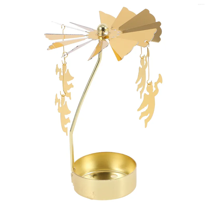 Candle Holders Holder: Golden Rotating Holder Christmas Votive Holiday Table Centerpieces For Xmas Wedding