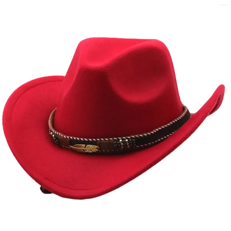 Bérets unisexe classique large bord casquette rétro cowboys Panama chapeau laine casquettes pour danses comédies musicales fêtes