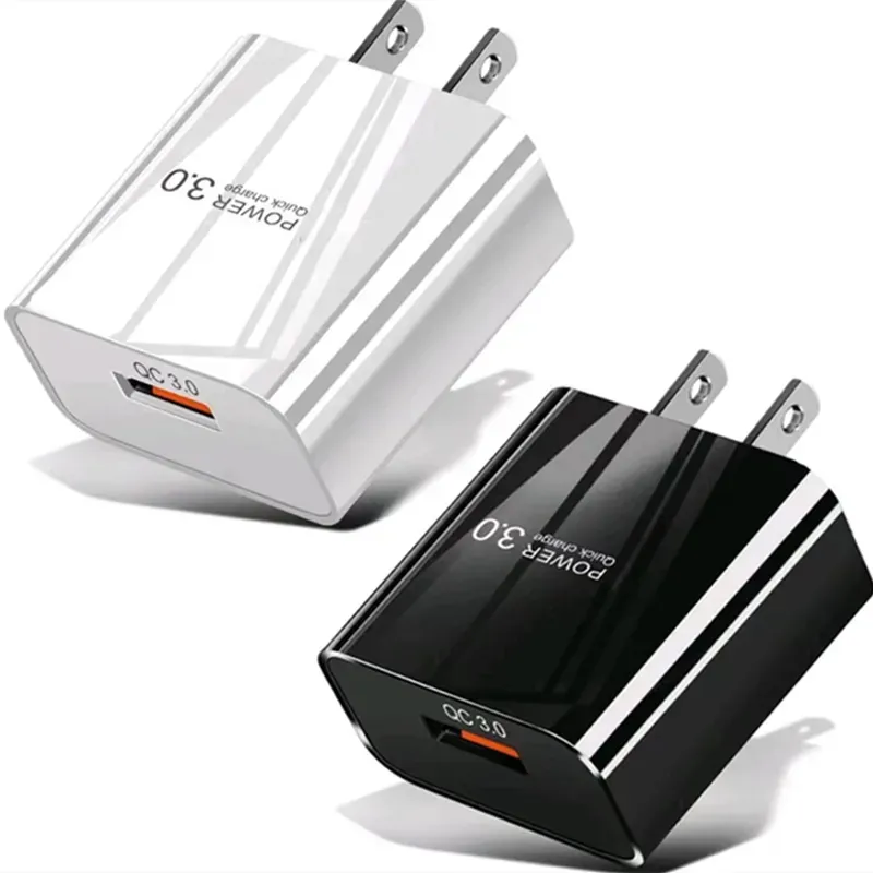 18W QC 3.0高速適応充電器USB 3Aクイックチャージ電話充電器アダプターUS EU UK Plug for Samsung S24 Xiaomi iPhone