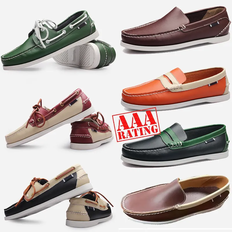 GAI GAI GAI Designer Shoes Top Quality Designer Homens Mocassins Slip-on Couro Genuíno Mens Dress Shoes Preto Marrom Mocassim Soft Bottom Driving Shoe Eur 38-45