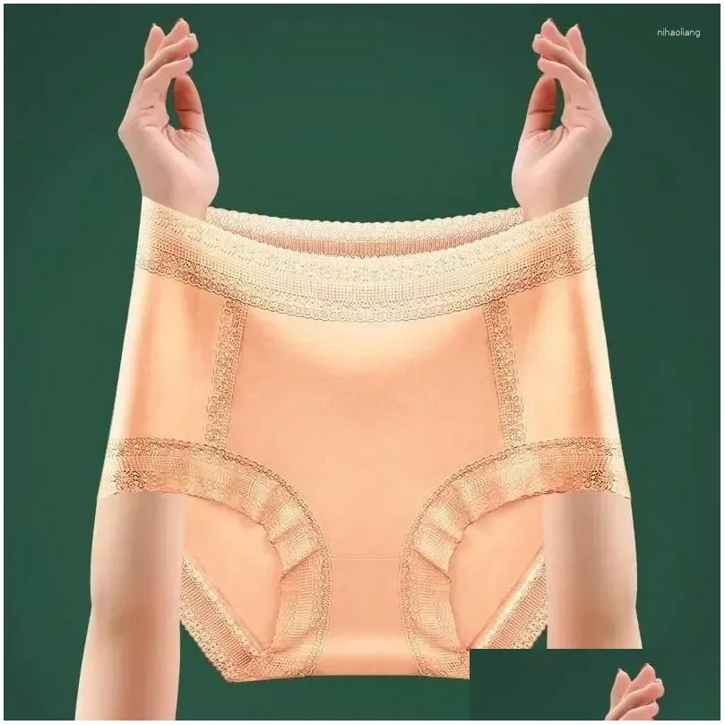 Femmes culottes Y sous-vêtements filles lingerie slips haute dentelle solide taille sans couture coton caleçon couleur 4pcs livraison directe vêtements Dhsza