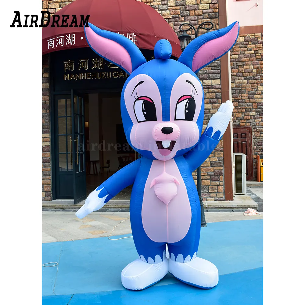 wholesale Custom Blue Cute 3mH 10ft /8mH 26.2ft Inflatable Rabbit Cartoon Advertising animal Model for Easter decoration