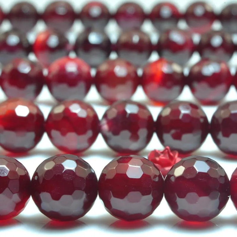 Lösa ädelstenar vin röd agat fasetterade runda pärlor grossist ädelsten semi ädelsten armband halsband diy smycken gör design